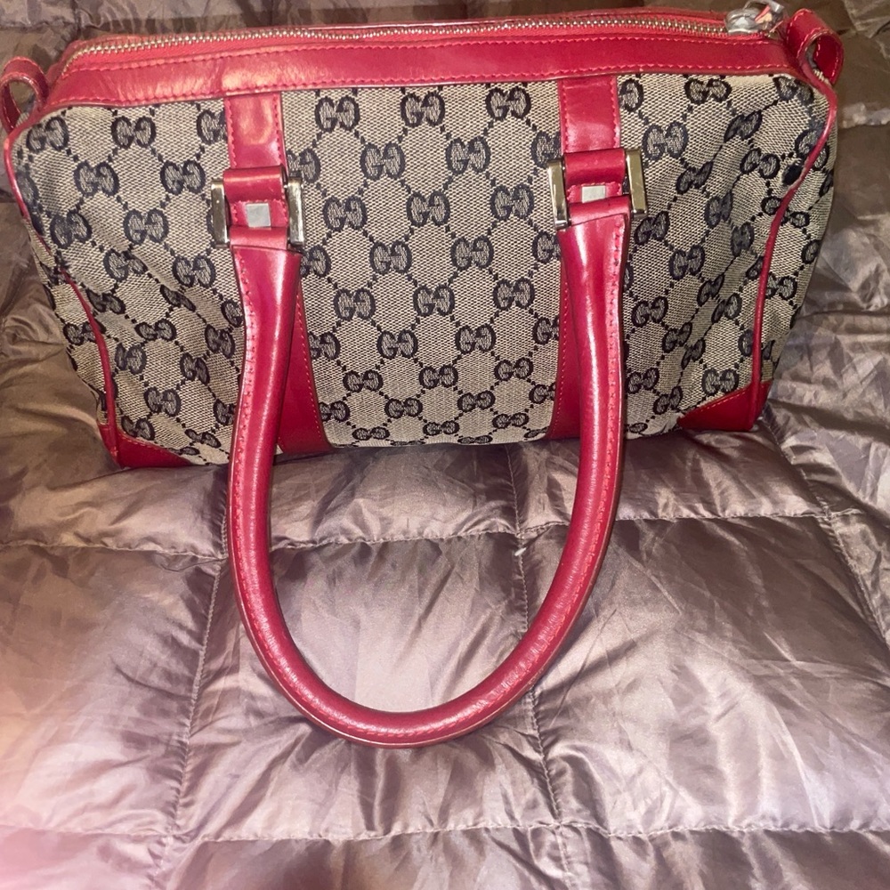 Gucci Red and Beige Shoulder Bag